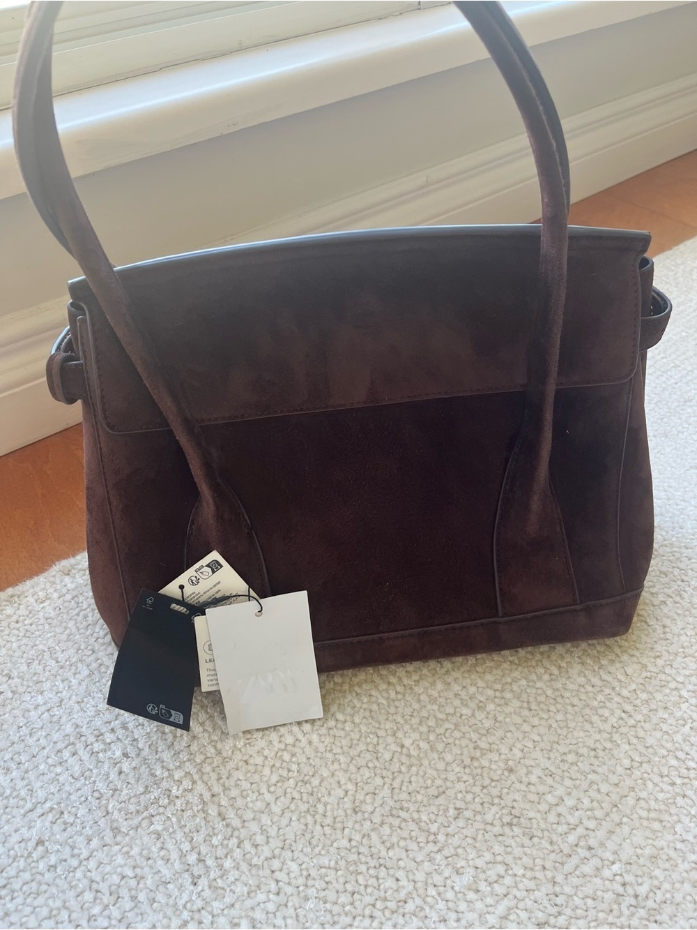 Zara nwt brown suede shoulder handbag